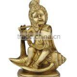 Brass Bal Gopal With Flute 9"