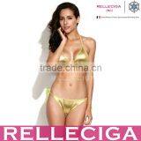 RELLECIGA 2016 Cherry Collection - Golden Foil Bikini Swimwear WithTriangle Top&Brazilian Cut Butt