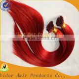 Red 6A100% i tip hair extension Brazilian Remy Human Hair Red Stick Tip / I Tip Hair