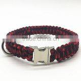 Wholesale Custom Cobra Weave Paracord Dog Collar with Metal Side Release Buckle / Shackle Paracord Led Dog Collar