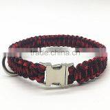 Wholesale Custom Cobra Weave Paracord Dog Collar With Metal Side Release Buckle / Shackle Paracord Led Dog Collar
