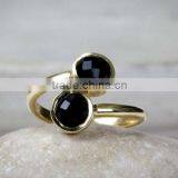 black onyx round 2 stone Ring