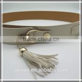 Fashionable style leather wide belt with tassels for women