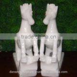 Mini White Marble Horse Couple Statue DSF-HS29 thumbnail-1