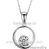 Round Stainless Steel Initial Pendant Necklace With Zircon