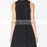 Women Crew Neck Short Sleeve Black Tank Mini Dress thumbnail-3