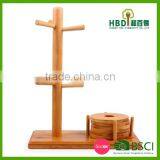 Wooden/ Bamboo Mug Tree Holder With Coasters /bamboo Cup Holder thumbnail-6