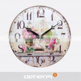 DEHENG Mdf Wall Clock,vintage Round Clock, Round Rose Art Clock thumbnail-2