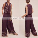 Apparel Manufacturer Casual v Neckline Print Sleeveless Long Jumpsuits thumbnail-1