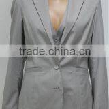 2014 Spring Jacket Women Garment Long-Sleeve Turn-Down Collar Striped Light Grey Formal Jacket And Vest 2 Piece Set thumbnail-1