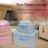 Little Floral Printed Non Woven Fabric Storage Box Case 2 in 1 Set of 2 thumbnail-2