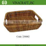 Small Wicker Towel Laundry Basket With Handles for Hotel thumbnail-1