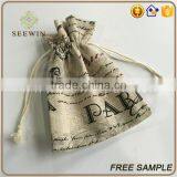 Drawstring Small Printed Pocket Artificial Jute Bag thumbnail-5
