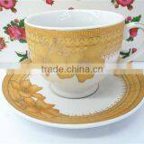 Round Porcelain Ceramic Tea Coffee Cup and Saucer Set thumbnail-1