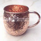 NEW DESIGN EMBOSSED BARREL 100% PURE COPPER MOSCOW MULE MUG, BPA FREE PURE COPPER MUG FOR MOSCOW MULE & VODKA thumbnail-1