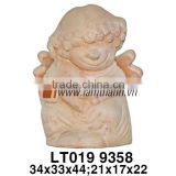 Vietnam Pottery White Wash Terracotta Garden Decorative Love Angel Statue