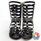 Children Girls Fashion Summer Shoes Bling Bling Long Black Sandals Shoes thumbnail-1