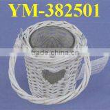 White Willow Candle Holder With Glass thumbnail-1