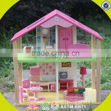 Wholesale 2 Floors Girls Wooden Dollhouse Kits Best Design Children Wooden Dollhouse Kits W06A165-S thumbnail-3