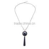 Chunky Bead Ball Wood Hoop Gold Hoop Rubber Strip Pendant Necklace Long Geometric Necklace thumbnail-4