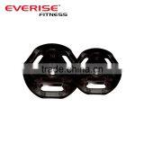 3 Hole Olimpic Bumper Plates / Exercise Weight Bumper Plates With Handle / Black Weight Barbell Plates thumbnail-1