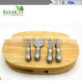 4 Cheese Knives With Board Set Rubber Wood Cheese Board Set Professional Bamboo & Wood Household Products Wood Cheese Tools thumbnail-2