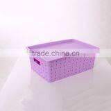 Plastic pp Rattan Style Hollow-out Basket With Lid & Handle thumbnail-2