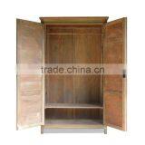 Furniture Fo Bed Room,Cabinet With Reclaimed Solid Teak Wood 2 Doors, With Hanger and Shelve Inside thumbnail-3