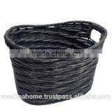 Boat Shape Black Water Hyacinth Basket With Handles thumbnail-1