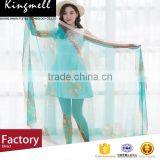 Green Digital Printed Silk Chiffon Shawl for Ladies in Spring and Summer thumbnail-2