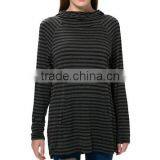 Striped Pattern Hooded Collar Pockets Leisure Top thumbnail-5