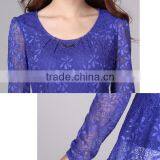 OEM ODM Factory Direct Manufacture High Fashion Elegant Long Sleeves Round Neck Women Net Tops thumbnail-4