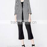 Summer Ladies Designer Black and White Stripes Coat Customized thumbnail-3
