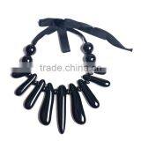 Europe and the United States Big Amber Resin Stone Pendant Woven Necklace thumbnail-4