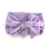 Sky Blue Gingham Headband With Big Bow Baby Plaid Hair Headband thumbnail-3