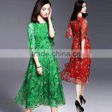 High Quality Real Silk Half Sleeve Round Neck Printed Summer Long Dress Latest Dress Designs thumbnail-2