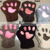 Wholesale Bear Plush Cat Paw Soft Glove Women Winter Gloves thumbnail-1