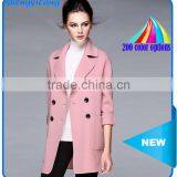 Ladies 3/4 Sleeves Double-breasted Wool Thin Fabric Coat thumbnail-1