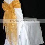 Gold Organza Sash for Polyester Banquet Chair Cover Chair Cover Sash