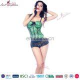 Hot Woman Sexy Glitter Lingerie Black Bow Green Corset thumbnail-2