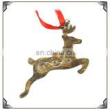 Antique Brass Santa Deer Ornament for Christmas thumbnail-1