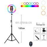 DDP Terms TikTok Live Broadcast LED Dimmable Ring Light USB Selfie RGB 32 Colors Makeup Ring Light With Tripod Stand thumbnail-4
