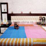 Multicolor Kantha Print King Size Quilt Reversible Ethnic Art Bedding Indian Vintage Bed Cover Jaipuri Kantha Quilt