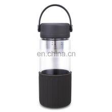 Eco-friendly 500ML Portable Borosilicate Glass Bottle With Anti-scalding Ring