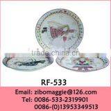 8' Angle Designed Round Promotion Decorative Ceramic Plate for Personalized Side Plate