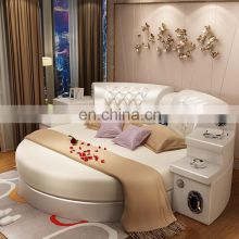 Smart massage leather bed Soft round bed