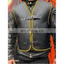 Genuine Leather Custom Motorbike Motorcycle Racing Riding Leather Club Vest Waistcoat New Zealand Style Motorcycle Vest thumbnail-3