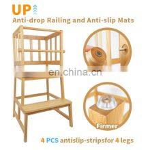Bamboo Kitchen Step Stool Kids And Toddlers Kids Step Stool Standing Tower Learning Stool For Bathroom& Kitchen With Safety Rail thumbnail-3