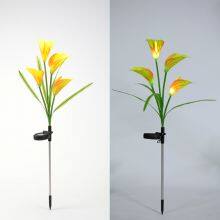 Outdoor Solar Garden Lamp Christmas Decoration Ip65 Waterproof Multi-Color Changing Led Solar Lily Flower Lights thumbnail-2