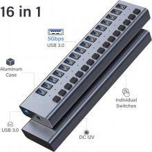 16 Ports USB 3.0 Hub With Individual On/Off Switches Splitter thumbnail-2